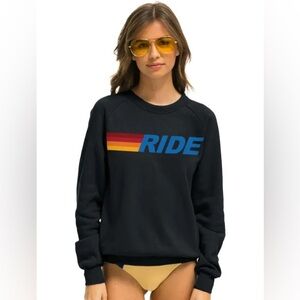 Aviator Nation Black Sweatshirt with Multicolor Stripes